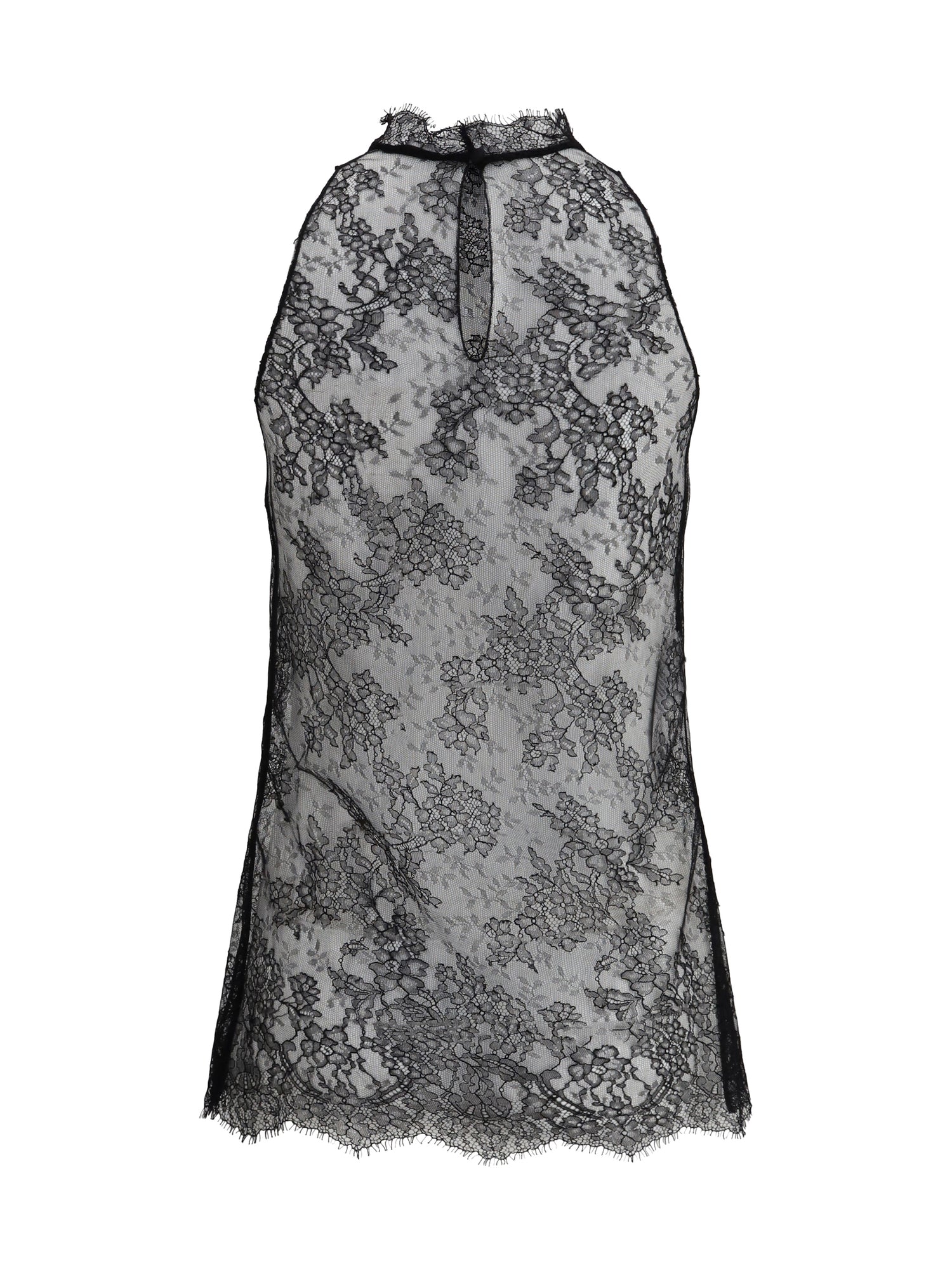 ALEXANDER MCQUEEN 42 sleeveless black lace top
