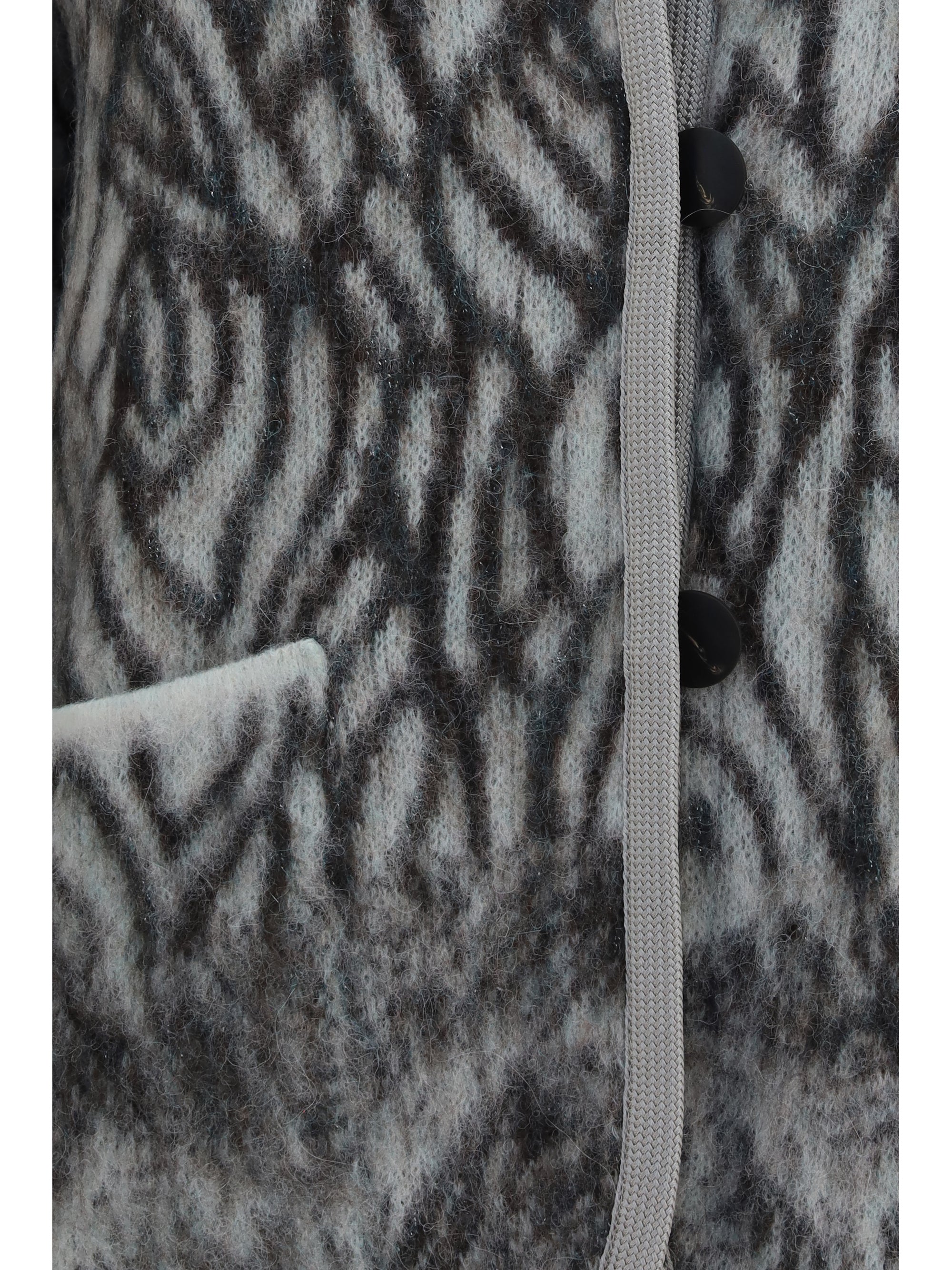 heron feather motif brushed cardigan