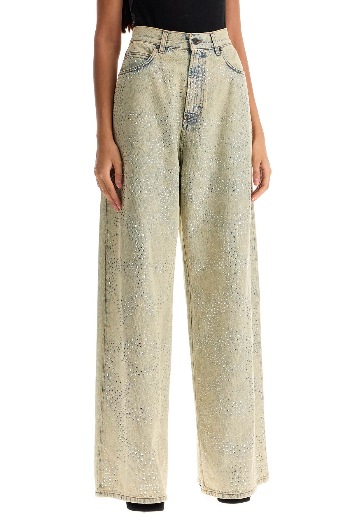 wide leg jeans with rhinestones