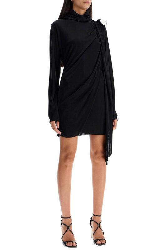 gathered jersey mini dress in