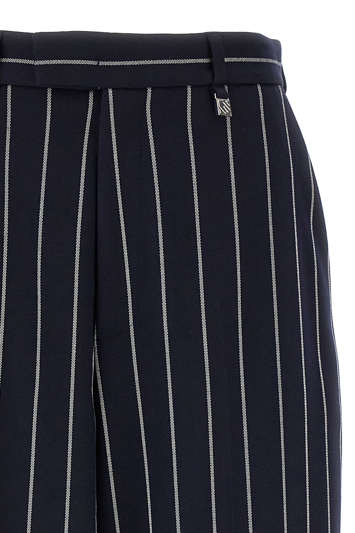 striped viscose blend trousers