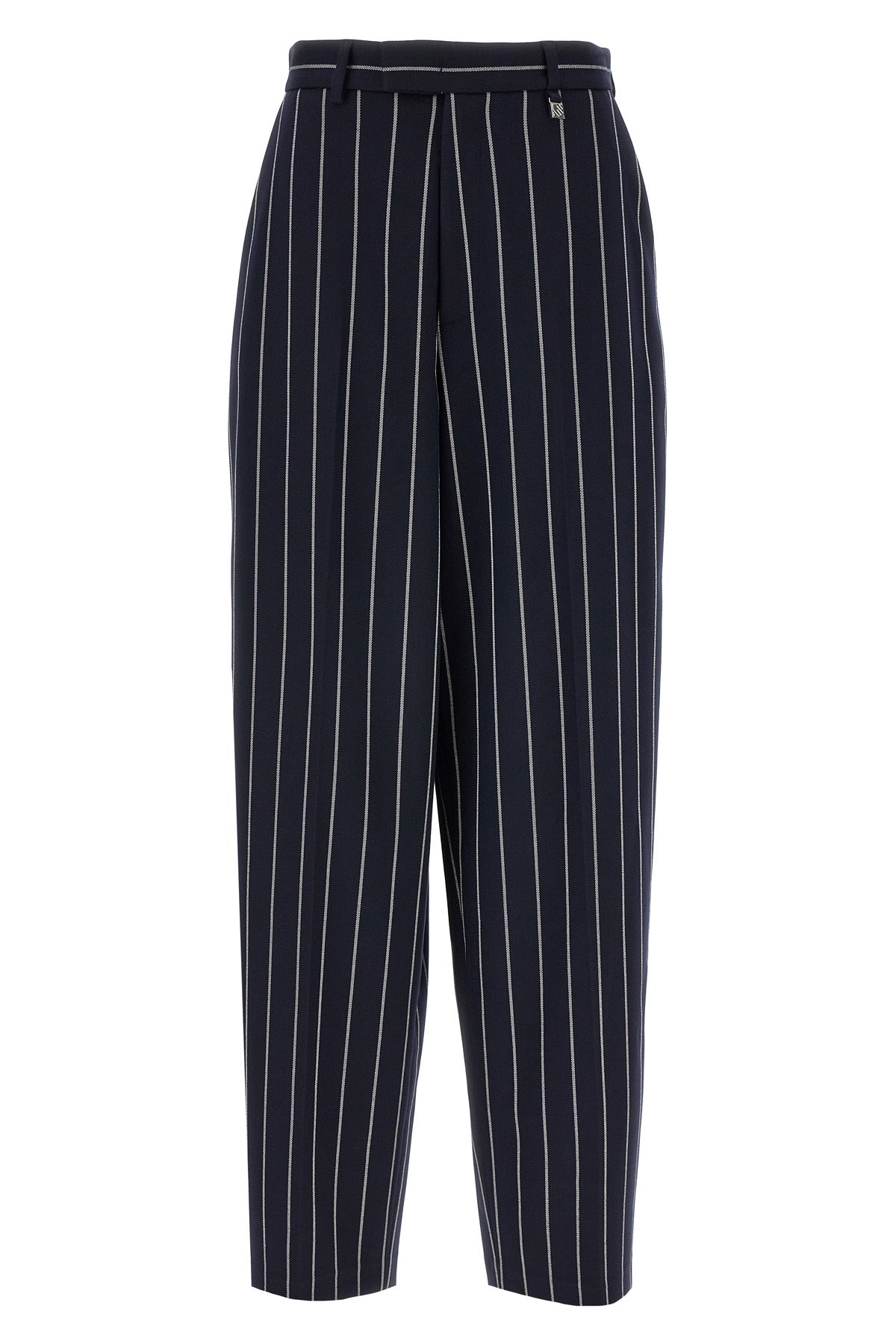 striped viscose blend trousers