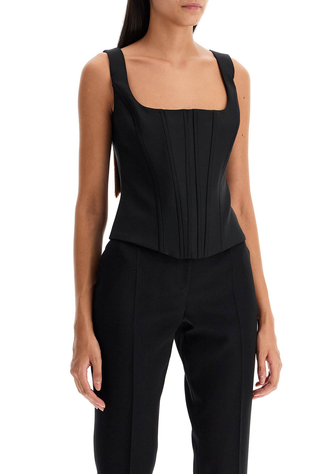 stretch wool corset top with nine words