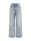 poodle-print baggy jeans
