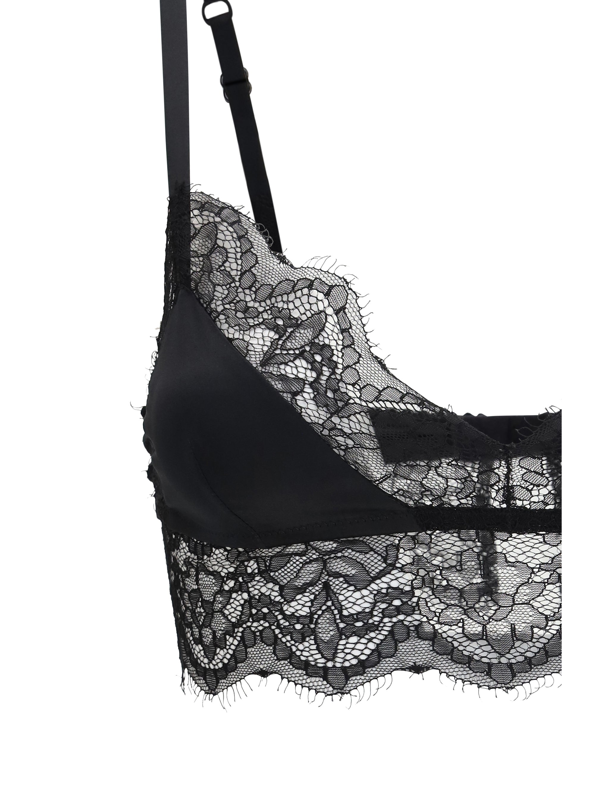 satin soft-cup bralette bra with lace
