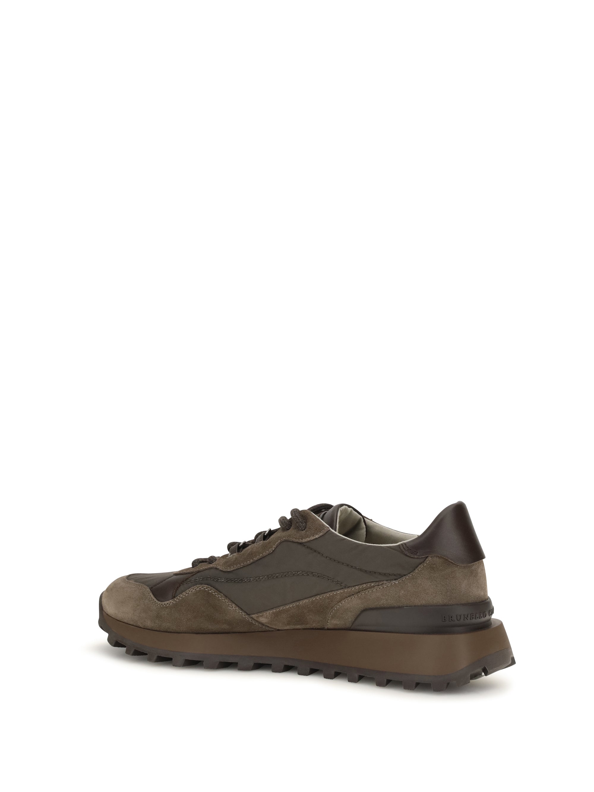suede and techno cotton sneakers with shiny detail