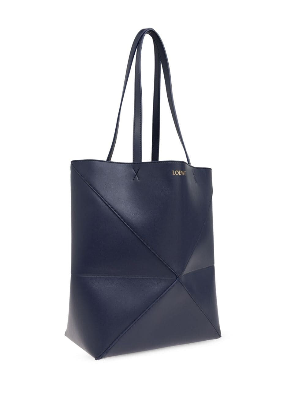 medium puzzle fold tote in shiny calfskin