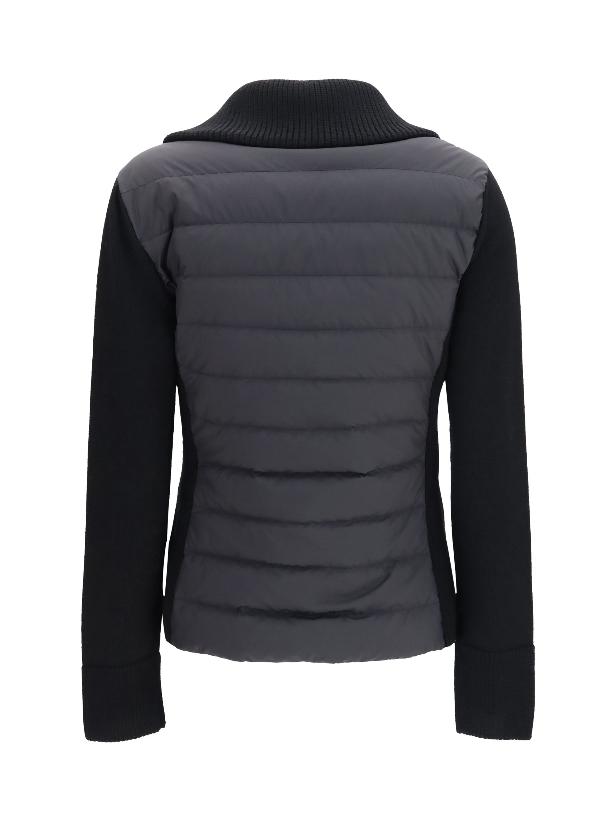 padded wool zip cardigan