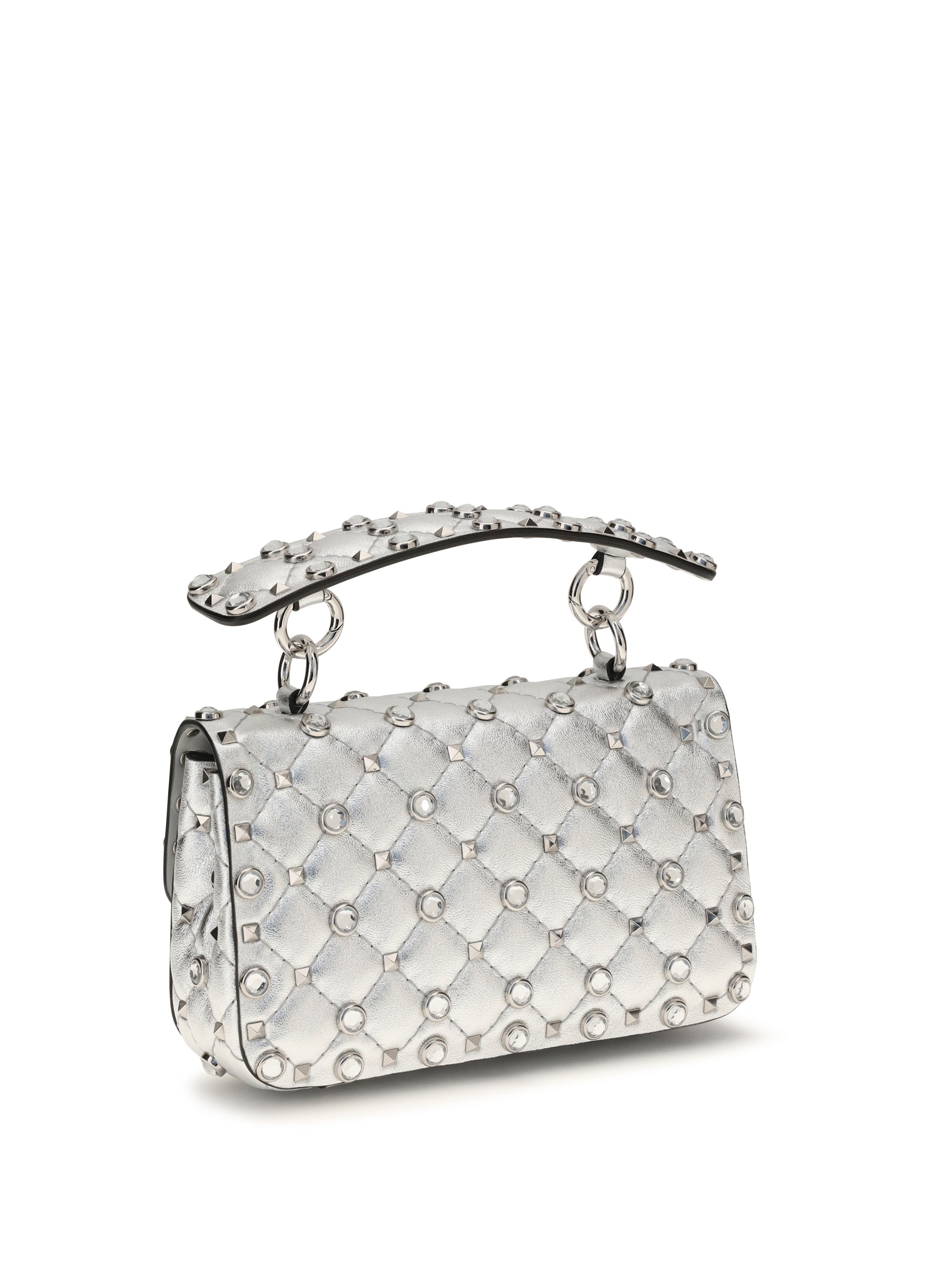 rockstud handbag in laminated leather