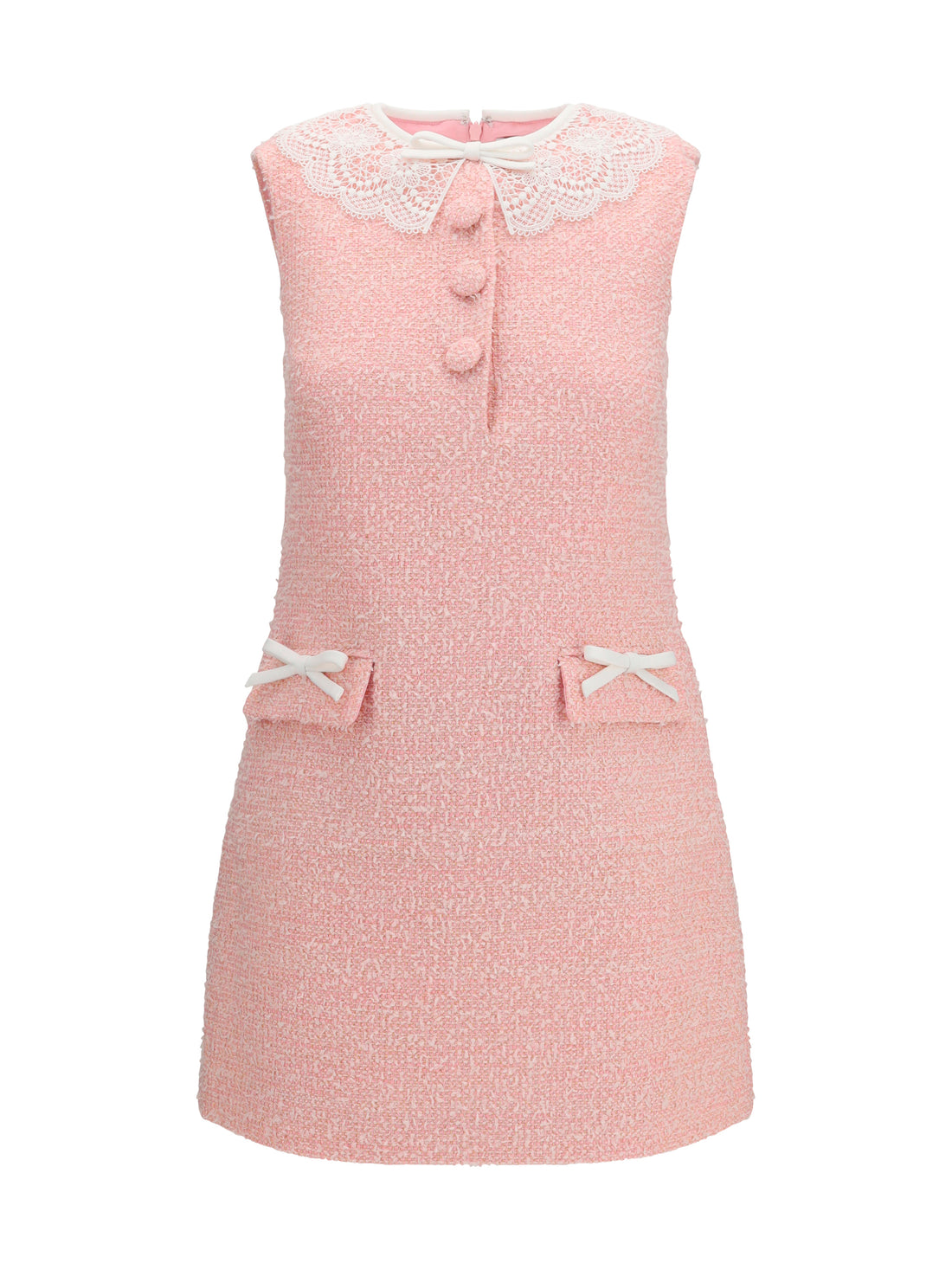 SELF-PORTRAIT 6 bouclé mini dress with lace collar 