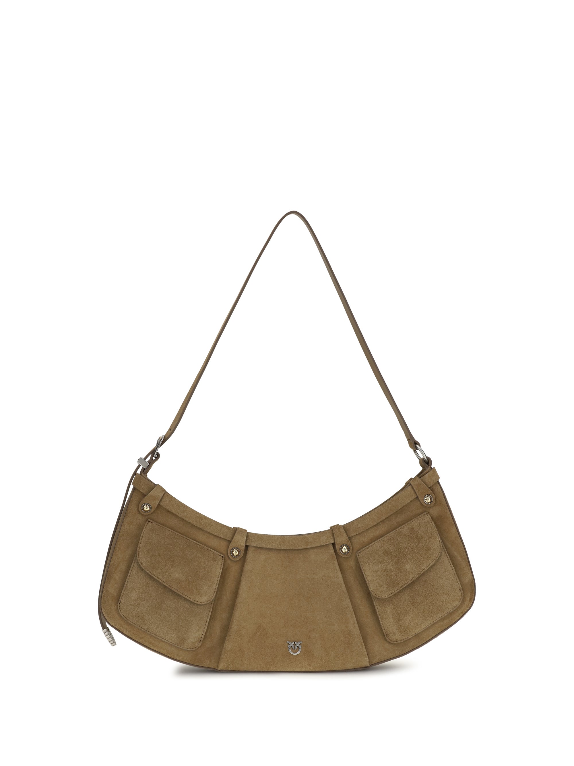 large pocket body shoulder bag in suede