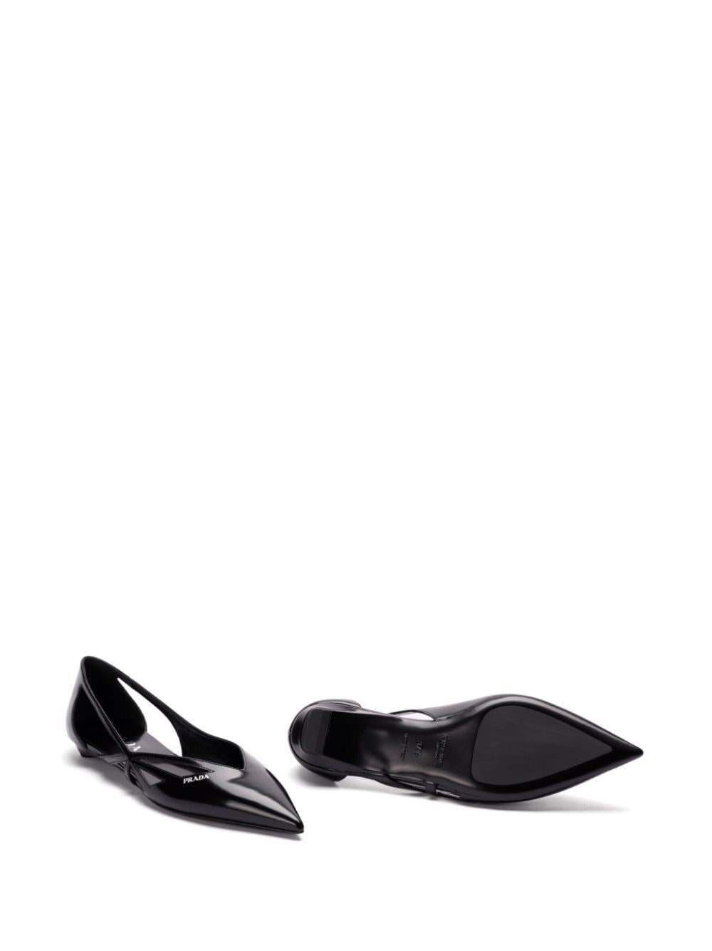 brushed leather cut-out ballerinas