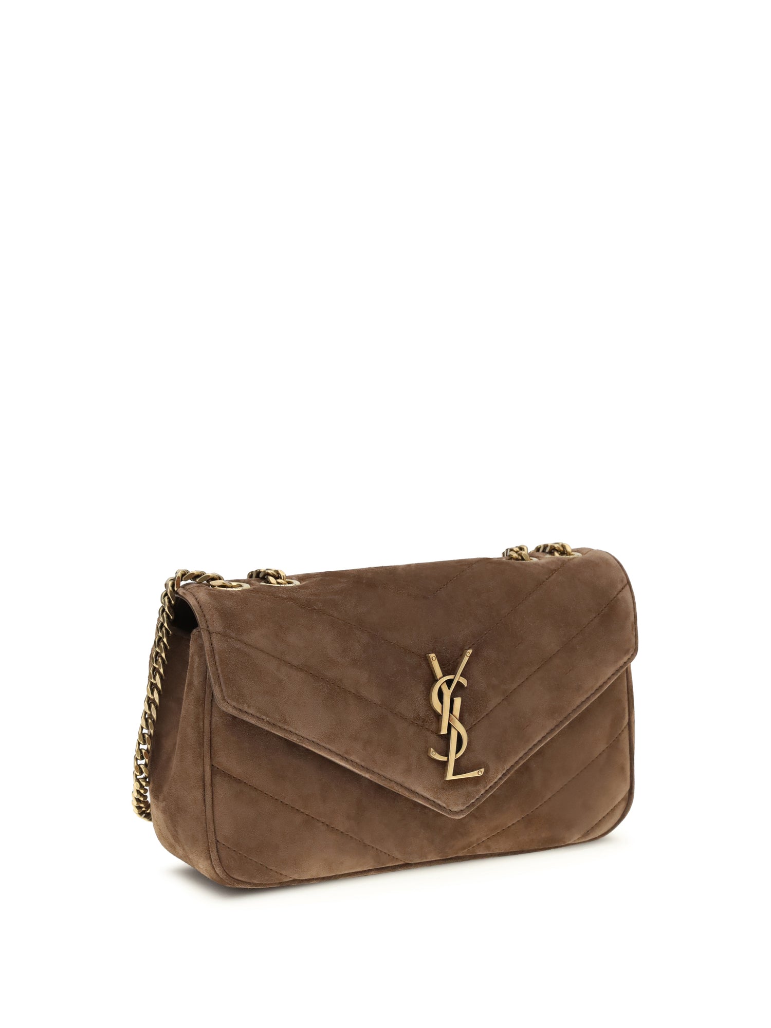 SAINT LAURENT OS small loulou shoulder bag in matelassé suede
