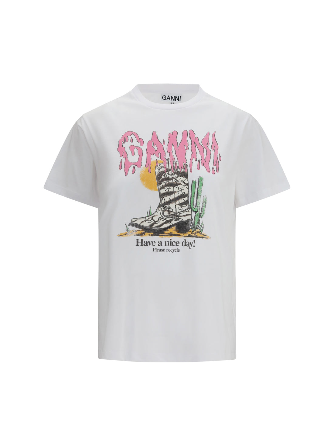 GANNI L western t-shirt with cowboy boots