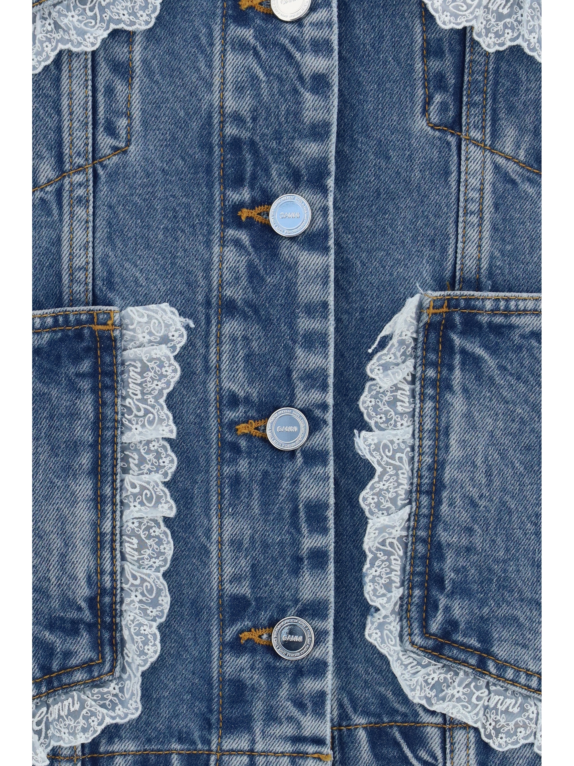 rigid denim jacket with lace details