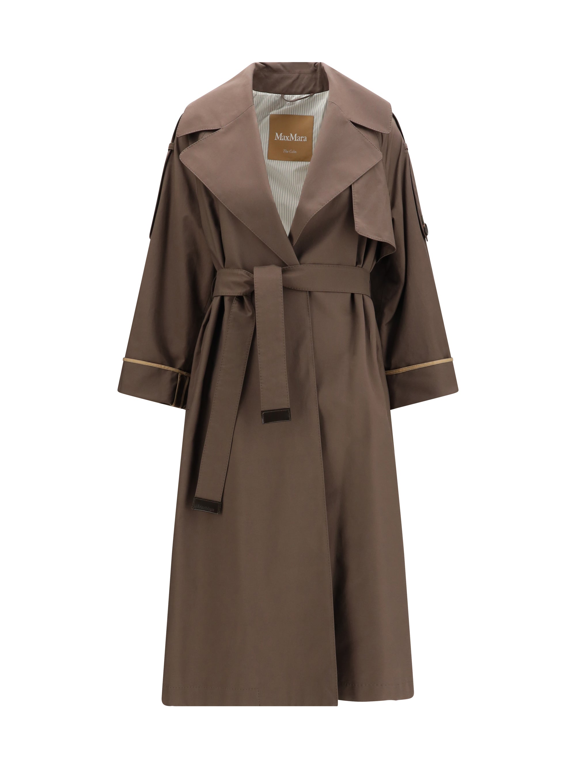 cotton-blend twill trench
