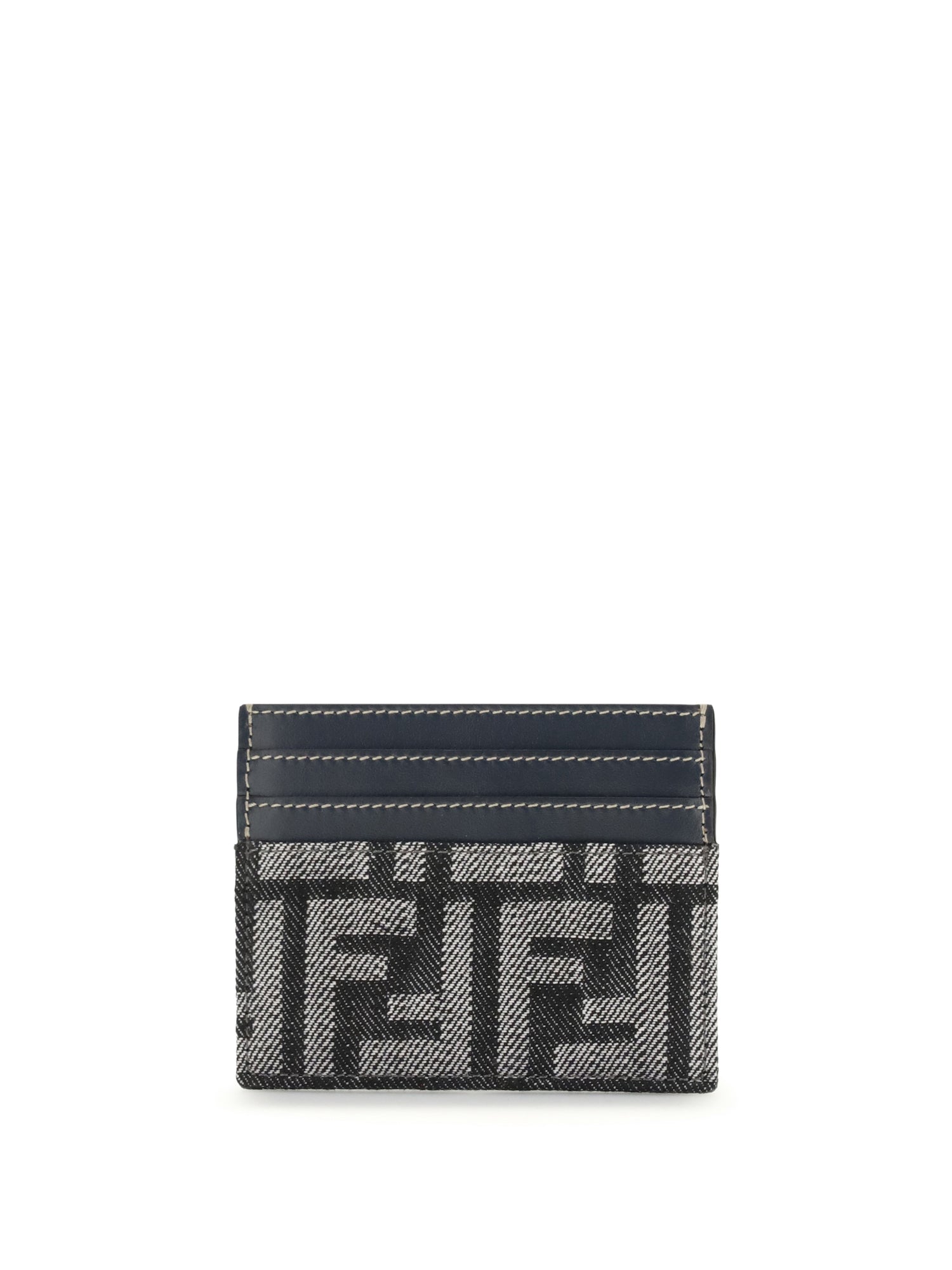 FENDI OS embroidered denim card holder