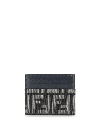 FENDI OS embroidered denim card holder