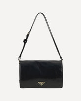 Prada Crinkled Leather Shoulder Bag Black
