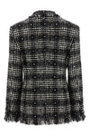 double-breasted wool blend tweed blazer