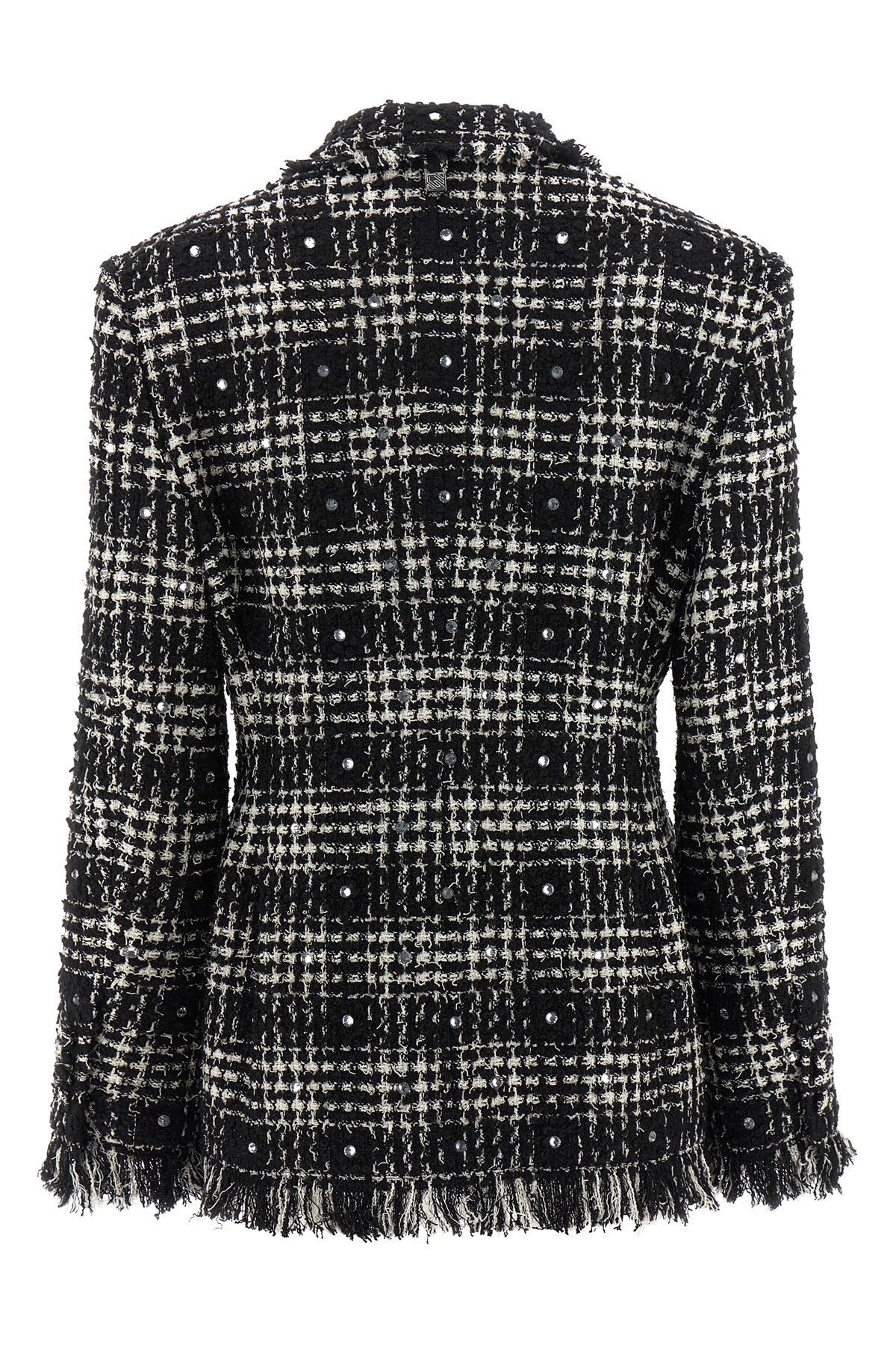 double-breasted wool blend tweed blazer