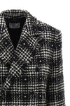 double-breasted wool blend tweed blazer