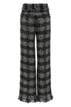 prince of wales patterned cotton and wool bouclé pants