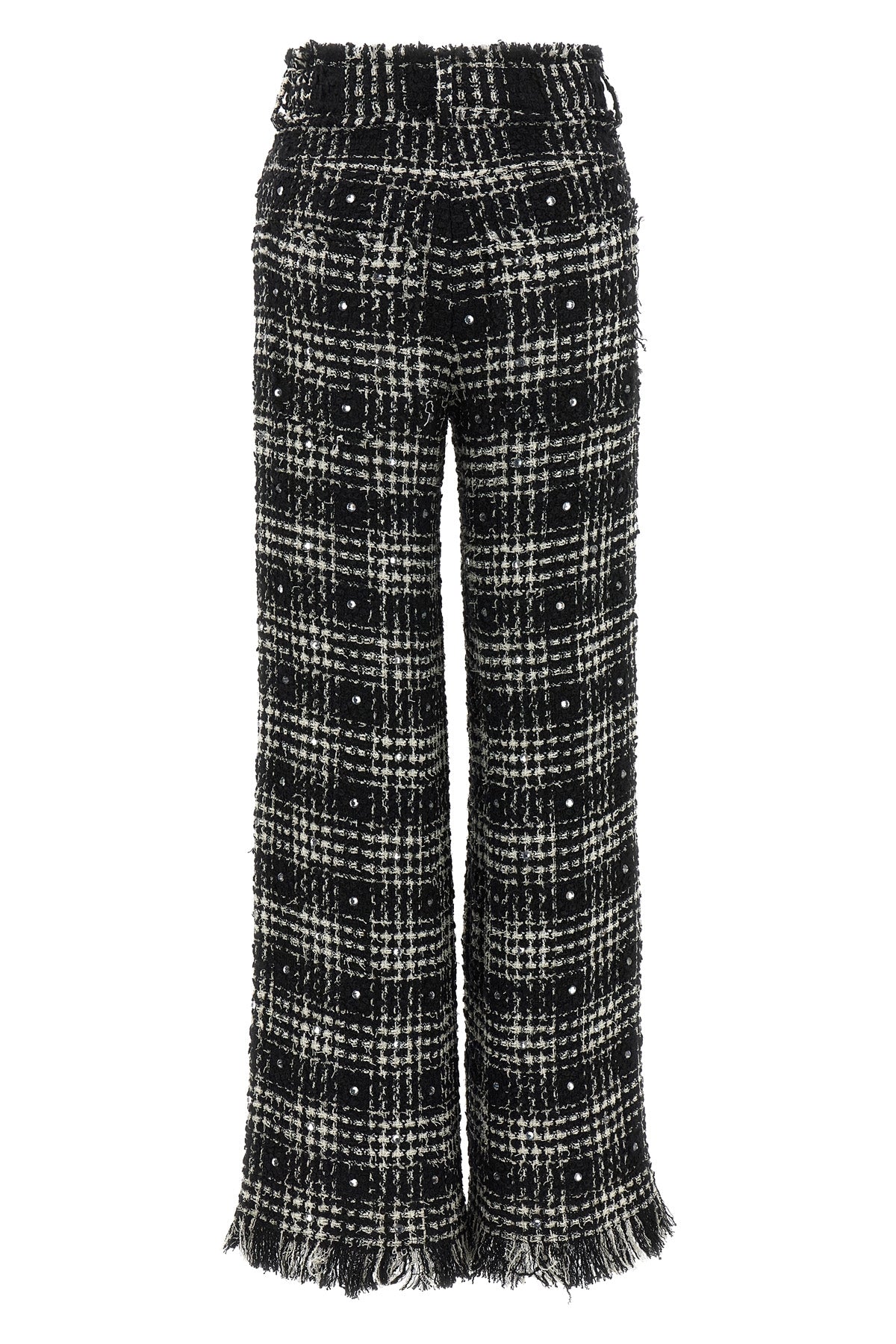 prince of wales patterned cotton and wool bouclé pants