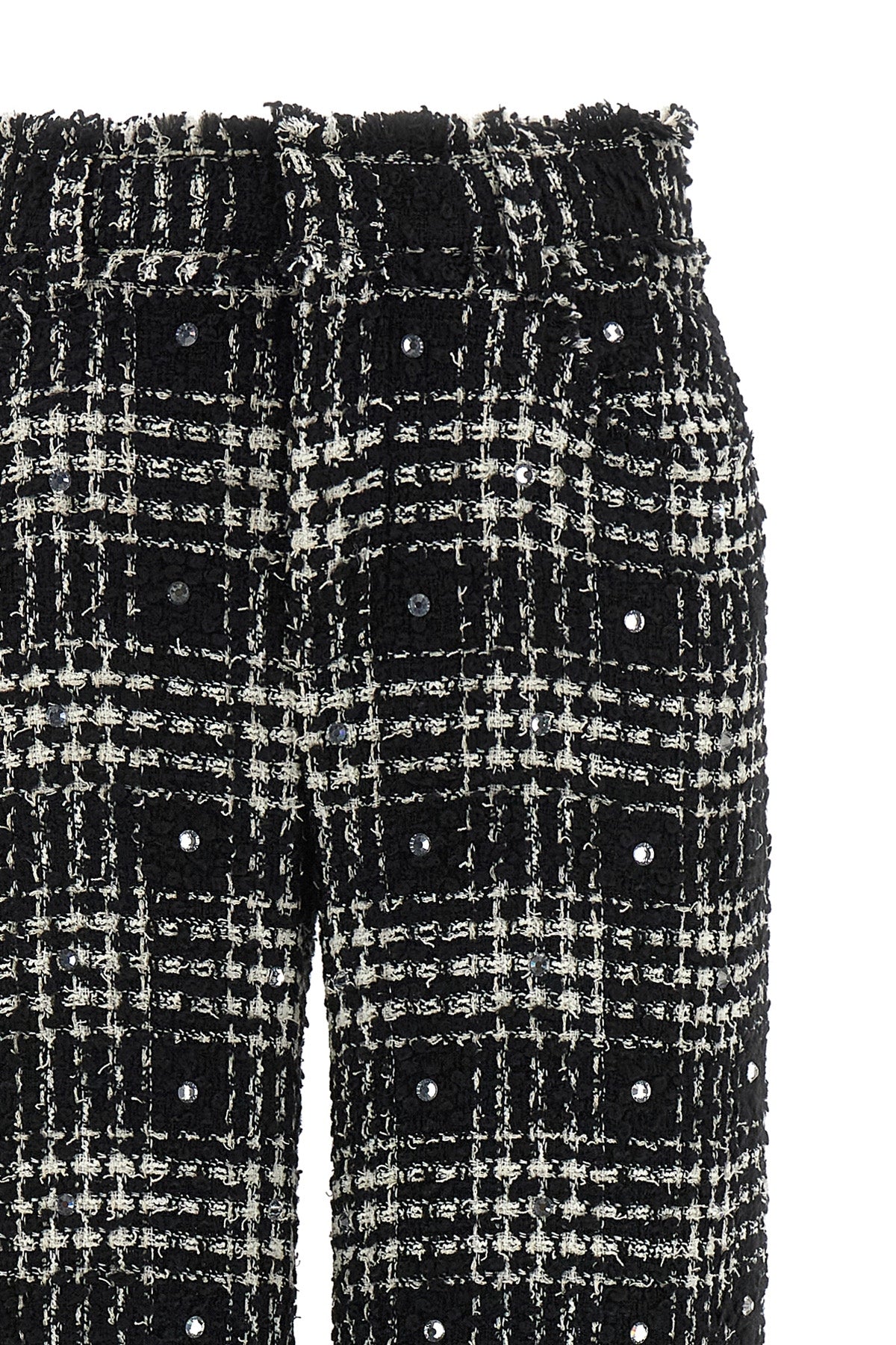 prince of wales patterned cotton and wool bouclé pants