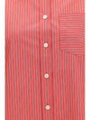 striped cotton shirt with balloon sleeves
