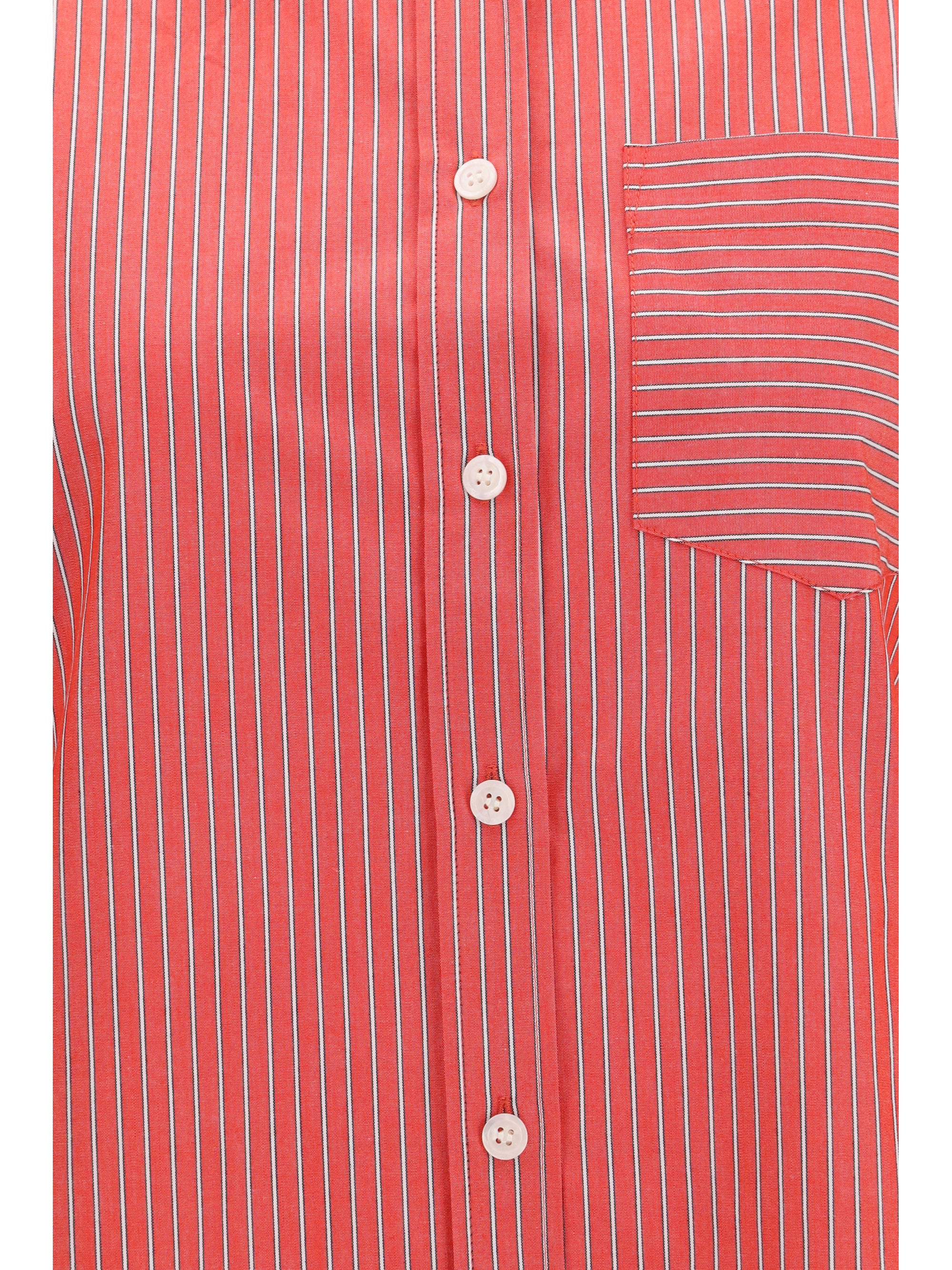 striped cotton shirt with balloon sleeves