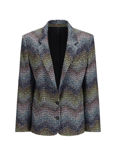 single-breasted lamé viscose blazer