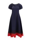 midi dress with balloon sleeves