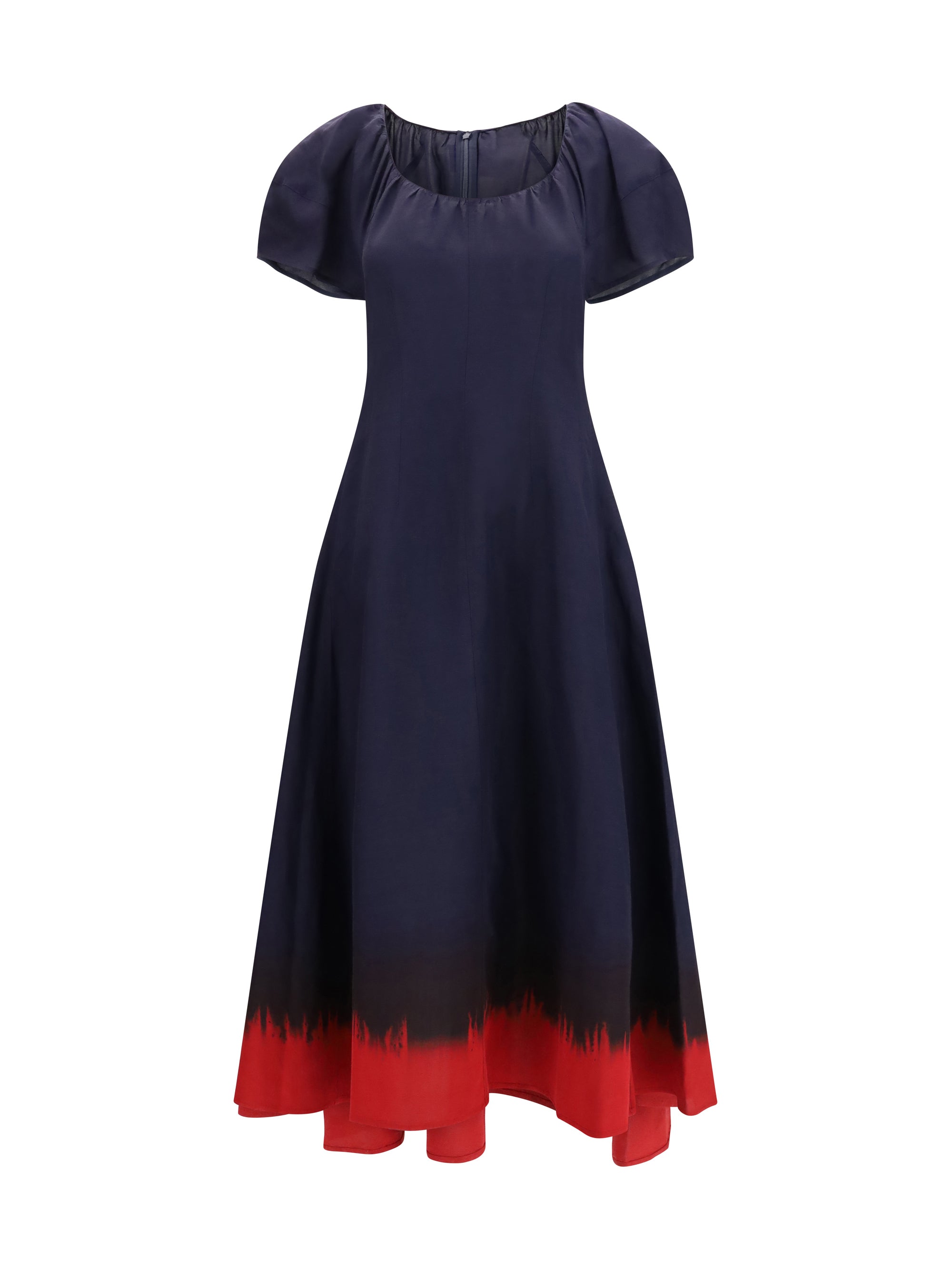 midi dress with balloon sleeves