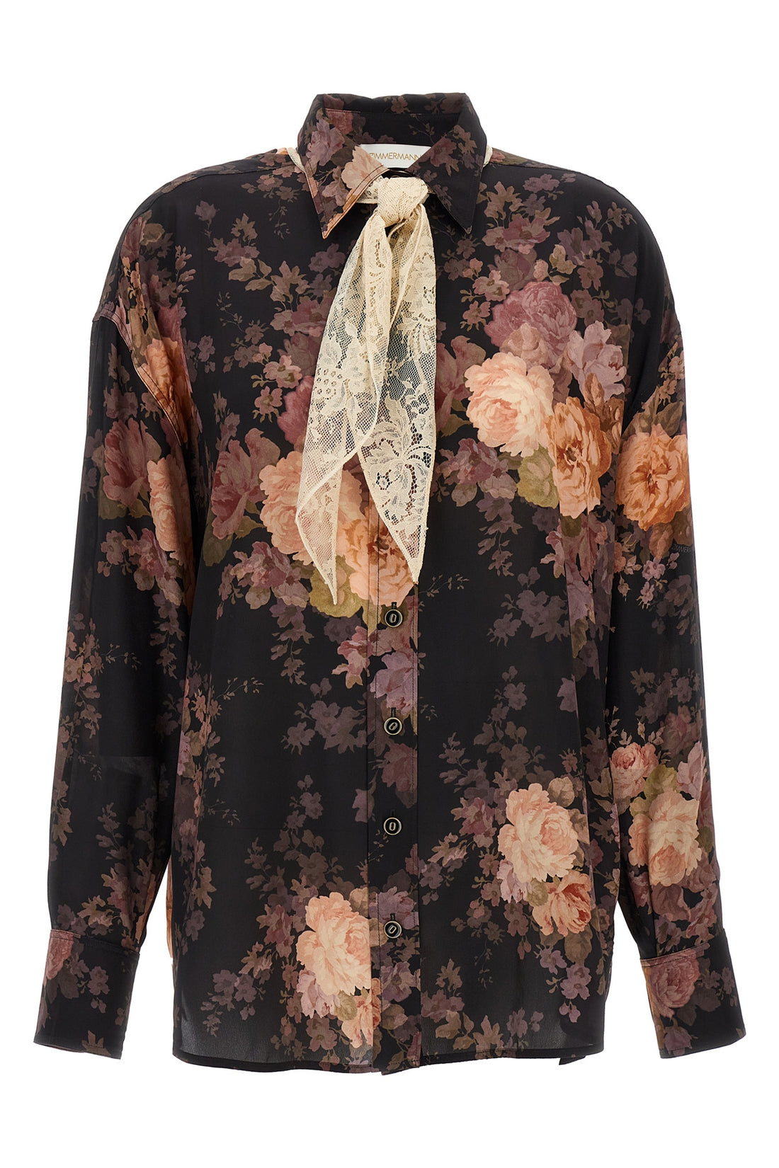 ZIMMERMANN 3 illustration lace scarf silk shirt