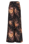 illustration tuck floral print silk pants
