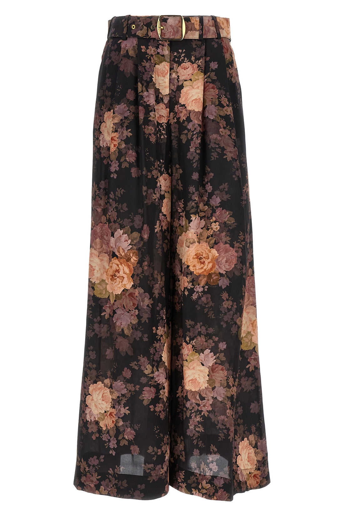 ZIMMERMANN 3 illustration tuck floral print silk pants