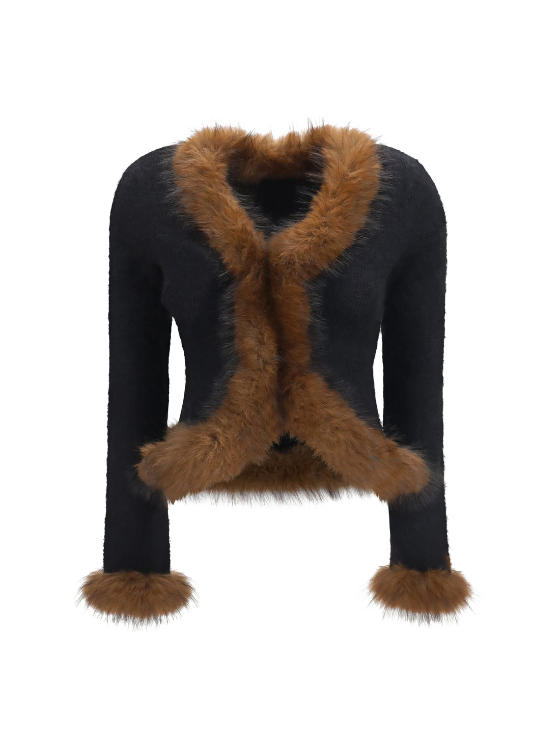 SELF-PORTRAIT L knit and faux fur cardigan