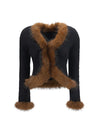 knit and faux fur cardigan
