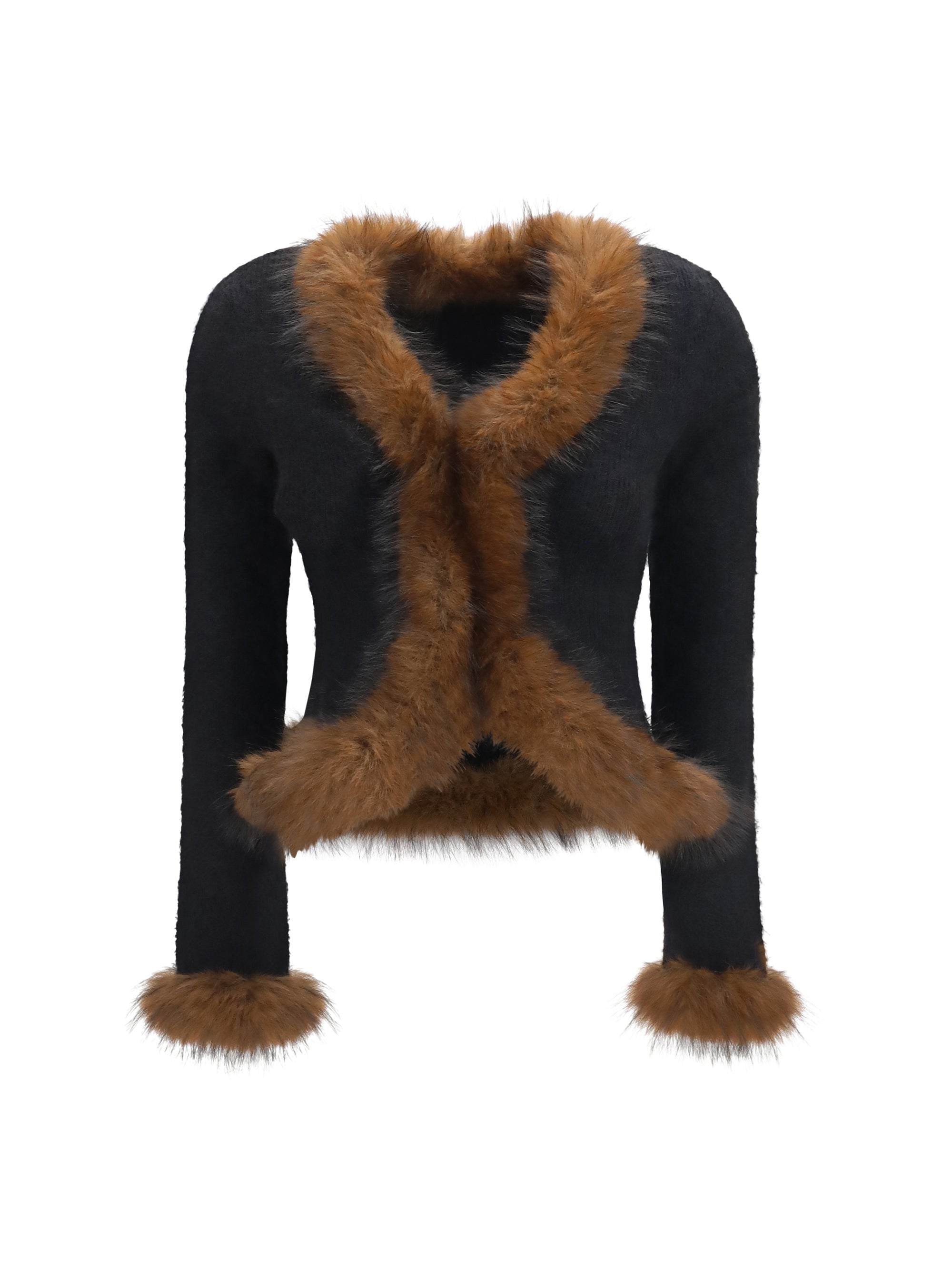 knit and faux fur cardigan