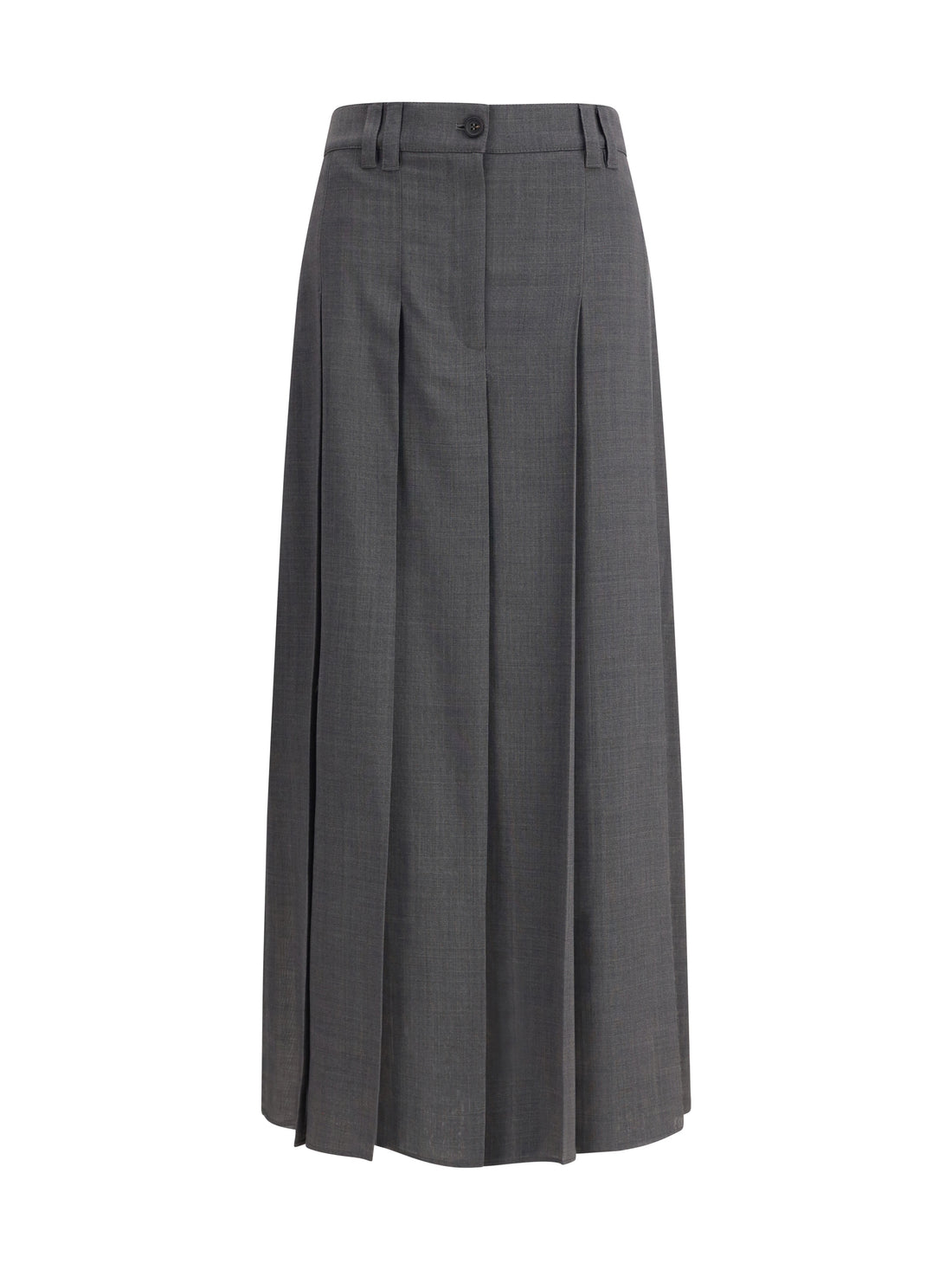 BRUNELLO CUCINELLI 36 pleated long skirt in virgin wool techno gauze