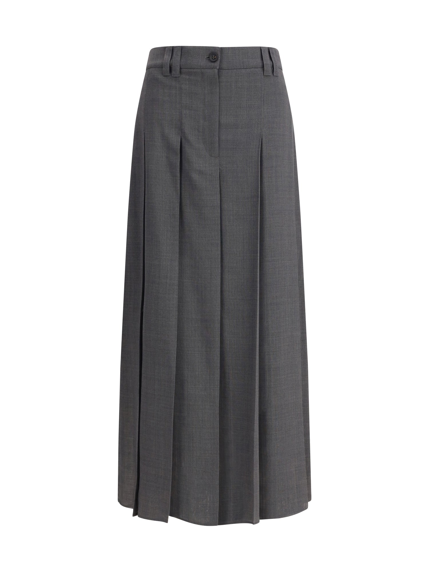 BRUNELLO CUCINELLI 36 pleated long skirt in virgin wool techno gauze