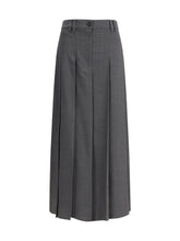 BRUNELLO CUCINELLI 36 pleated long skirt in virgin wool techno gauze