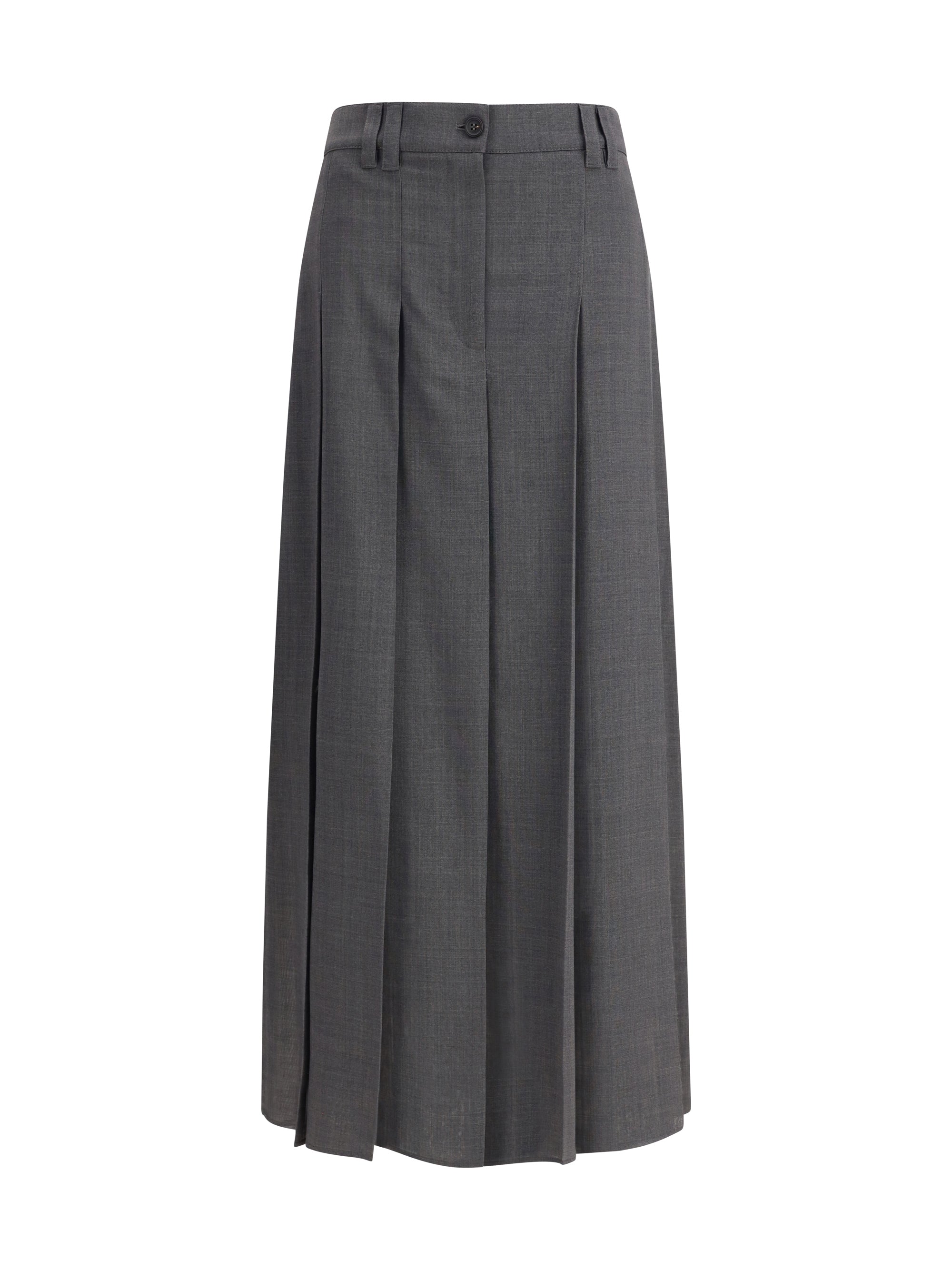 BRUNELLO CUCINELLI 36 pleated long skirt in virgin wool techno gauze
