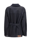 cropped cotton jacket with belt