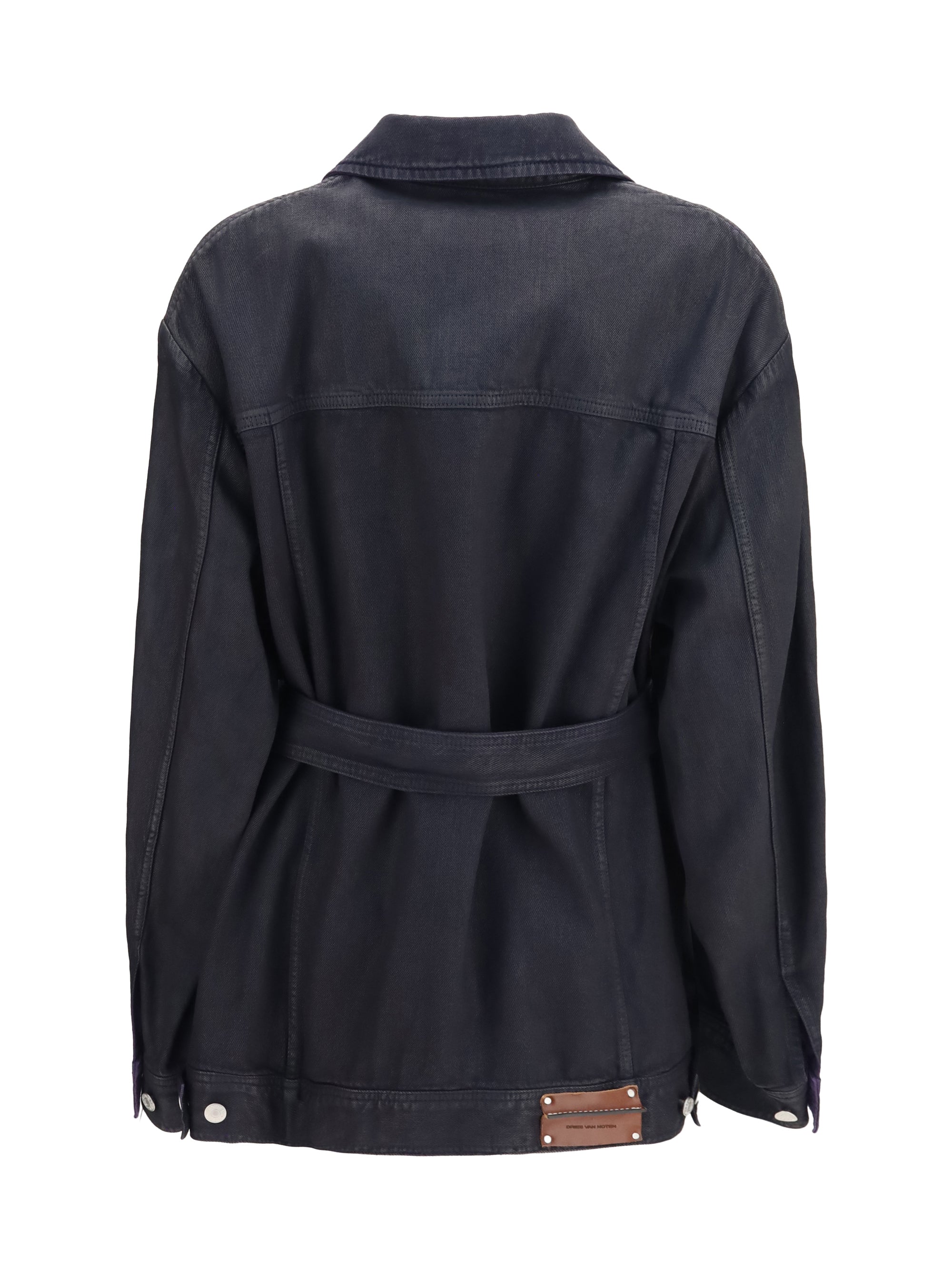 cropped cotton jacket with belt