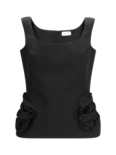 top with floral appliqués