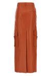 illustration leather midi skirt