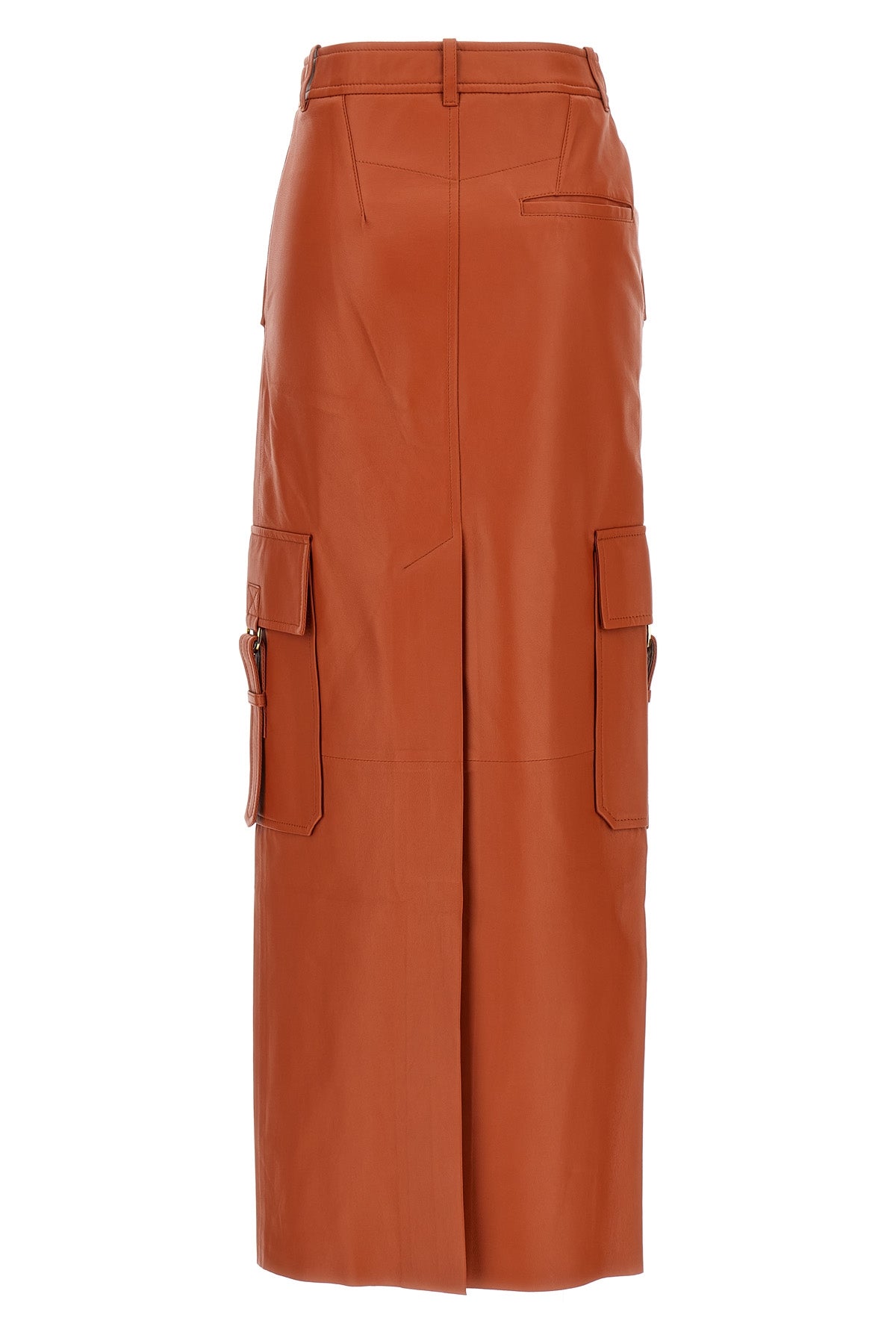 illustration leather midi skirt