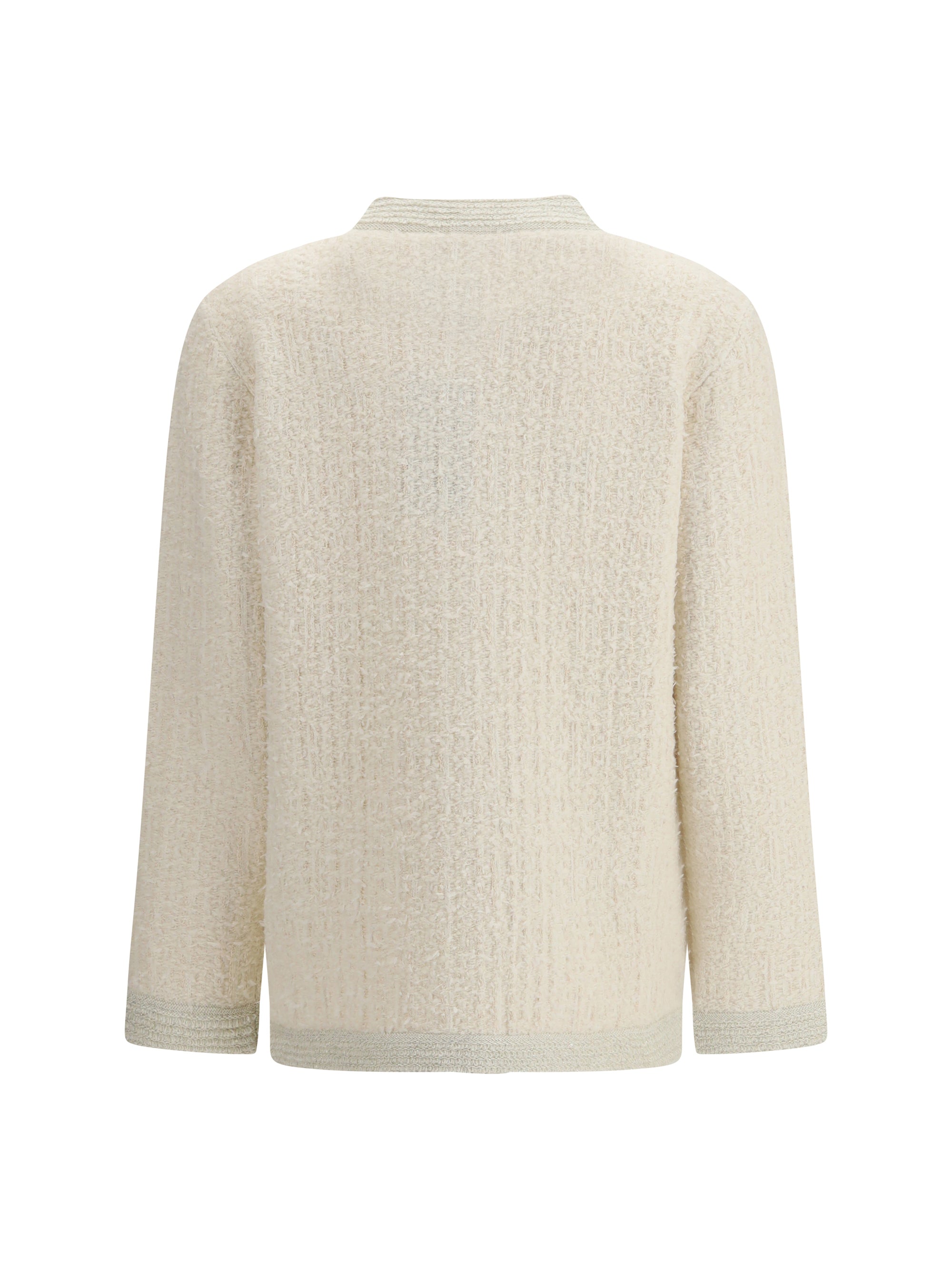 bouclé lamé wool cardigan